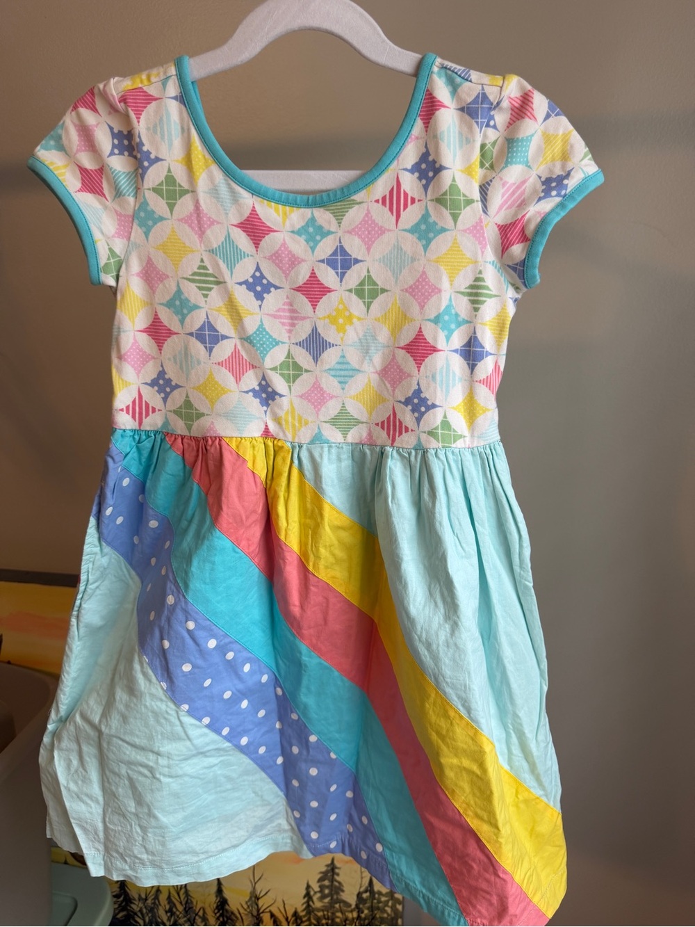 Girls' Pastel Multi-Color Short Sleeve Dress